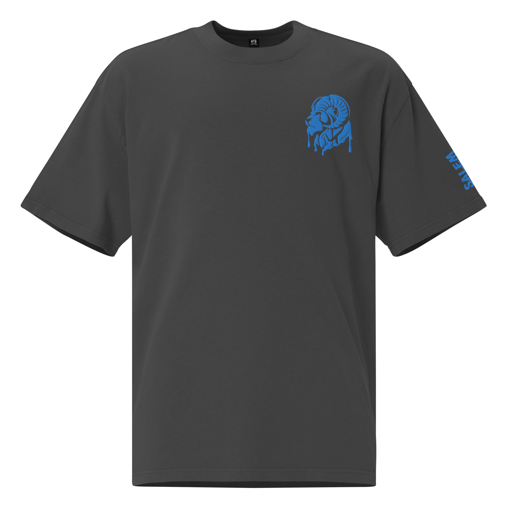 SCFC:Street Embroidered Oversized faded t-shirt – Cyan