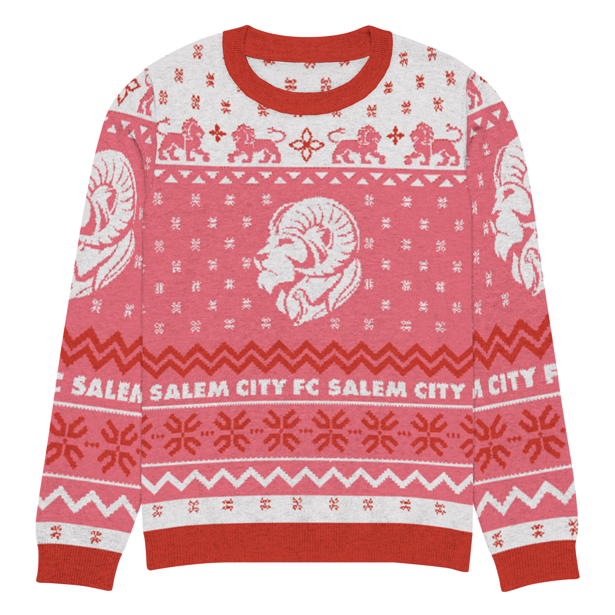 SCFC  “Not so Ugly Holiday Sweater” Knitted crew neck sweater Magenta