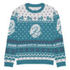 SCFC "Not so Ugly Holiday Sweater" Knitted crew neck sweater Cyan